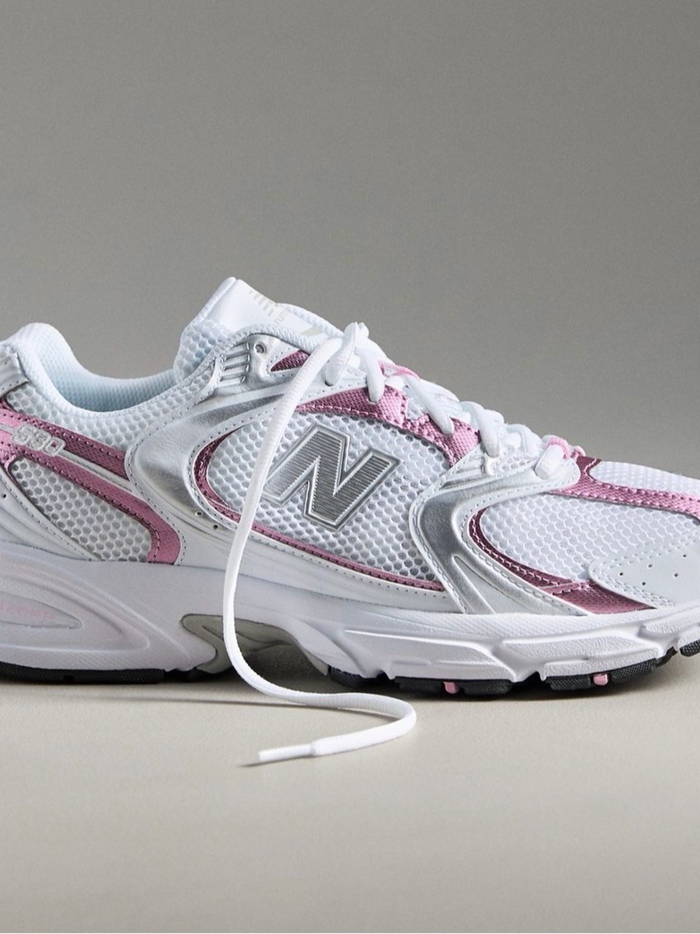New Balance 530 Sneakers – White/Pink Sugar/Silver Metallic - Picture 2 of 2